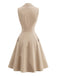 Robe Évasée Sans Manches à Revers et Double Boutonnage Années 1950 - 2
