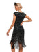 Robe Gatsby à Paillettes, Franges et Manches Courtes Années 1920 - 5