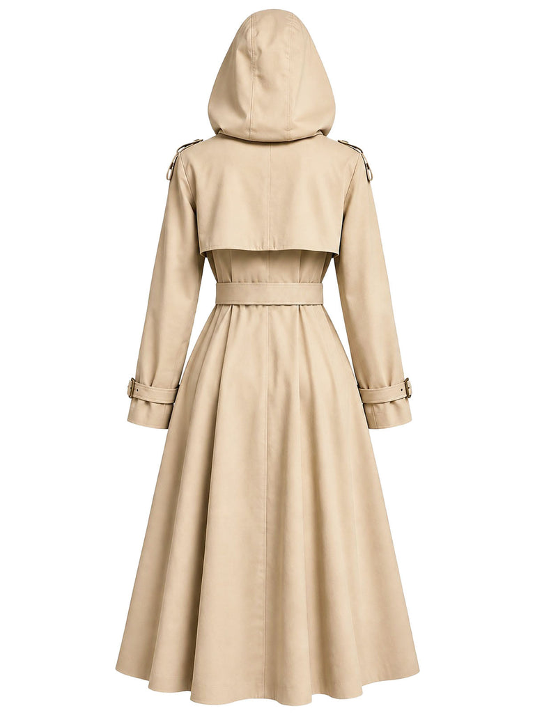 [Prévente] Robe Kaki à Effet Deux Pièces, Capuche et Ceinture à Nœud Années 1950 - 3