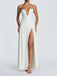 Robe longue à décolleté profond, fronces, épaules dénudées et fente haute années 1970 - 12
