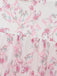 Robe longue rose à fleurs, volants étagés, bretelles nouées et dos nu années 1970 - 4