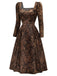 [Prévente] Robe Marron à Fleurs en Satin avec Laçage Style Royalcore Années 1970 - 3