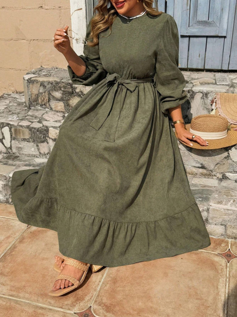 [Grande Taille] Robe midi vert olive à manches lanternes Années 1950 - 6