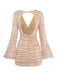 Robe moulante à sequins, col V, dos nu et fronces Années 1960 - 3