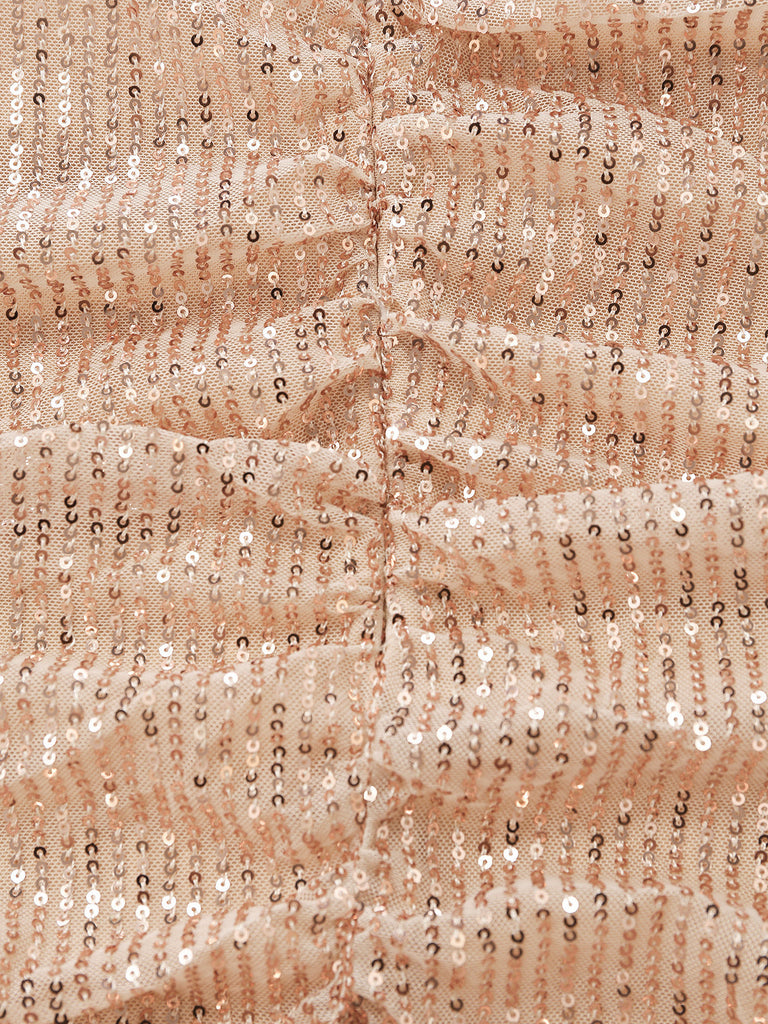 Robe moulante à sequins, col V, dos nu et fronces Années 1960 - 7