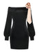 Robe Noire à Bretelles Nouées et Taille Cintrée Années 1960 - 2