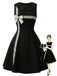 [Prévente] Robe noire à dentelle abricot et nœud années 1950 - 1