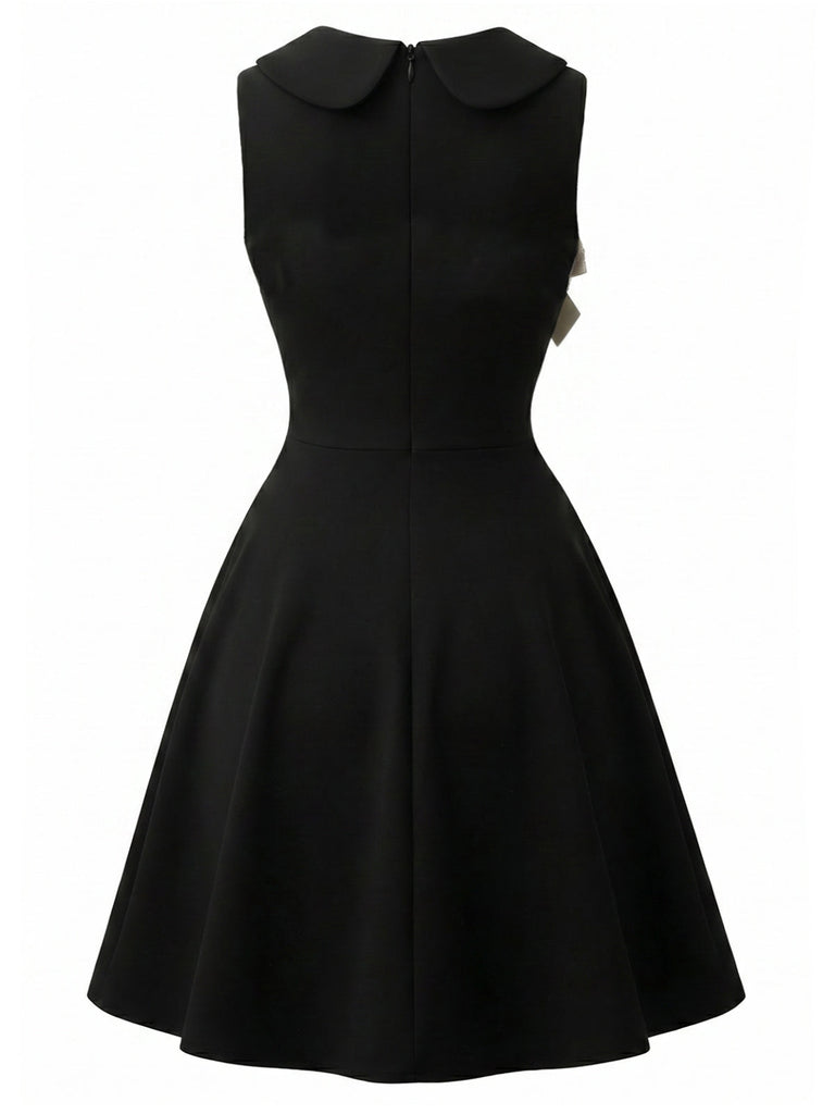 [Prévente] Robe noire à dentelle abricot et nœud années 1950 - 3
