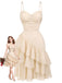 [Prévente] Robe nuisette beige froncée à volants et ourlet asymétrique années 1930 - 1