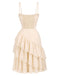 [Prévente] Robe nuisette beige froncée à volants et ourlet asymétrique années 1930 - 3
