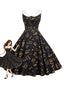 Robe sans manches motif notes musique et col Peter Pan années 1950