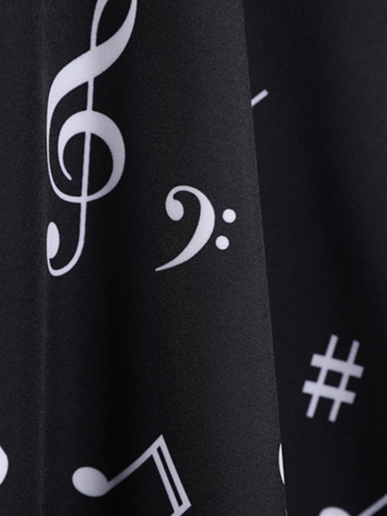 Robe Sans Manches à Col Claudine et Motif Notes de Musique Années 1950 - 8
