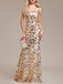 Robe sirène dorée à sequins floraux et manches courtes années 1920 - 1