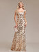 Robe sirène dorée à sequins floraux et manches courtes années 1920 - 4