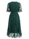 [Grande Taille] Robe vert foncé à dentelle papillons, col V et ceinture Années 1950 - 3