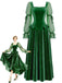 [Prévente] Robe vert lac en velours à manches en mousseline et nœud années 1930 - 1