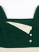 Robe verte à empiècements contrastants, col carré et manches mi-longues Années 1950 - 5