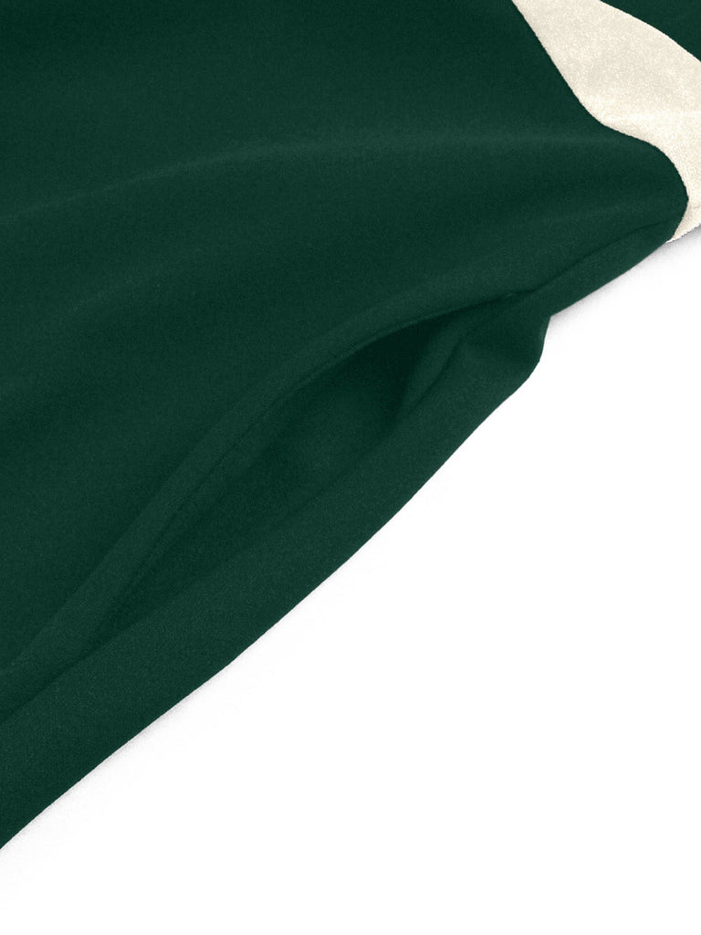 Robe verte à empiècements contrastants, col carré et manches mi-longues Années 1950 - 7