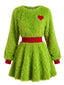 Robe verte duveteuse sur le thème du Grinch années 1950