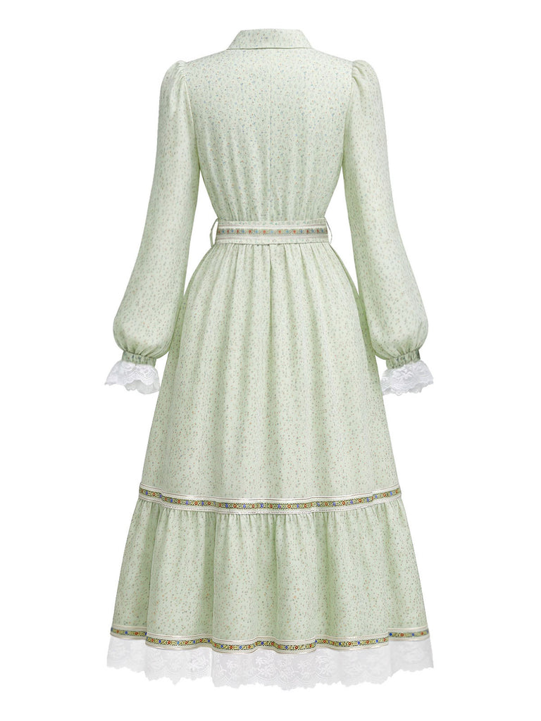 [Prévente] Robe victorienne à fleurs, bordure en dentelle et manches bouffantes Années 1930 - 3