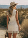 Robe western en suédine à col V zippé, clous et franges années 1970 - 13