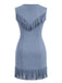 Robe western en suédine à col V zippé, clous et franges années 1970 - 3