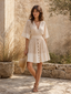 Robe Courte Bohème Dentelle Beige Années 1970