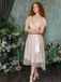Robe de cocktail champagne en tulle satiné années 1950