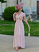 Robe rose col V manches à volants imprimé floral années 1940