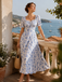 Robe Midi Florale Manches Bouffantes Années 1940