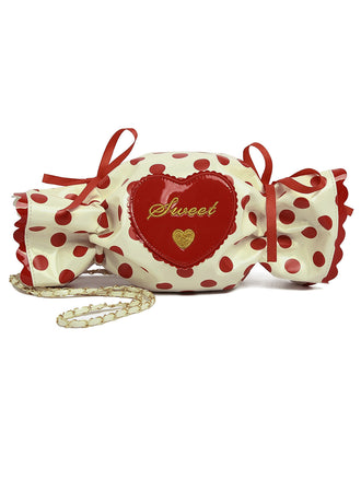 Sac à bandoulière rouge à pois en forme de bonbon cœur - 1