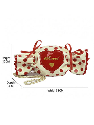 Sac à bandoulière rouge à pois en forme de bonbon cœur - 2