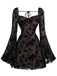 [Prévente] Robe vin rouge en dentelle florale manches évasées des années 1950