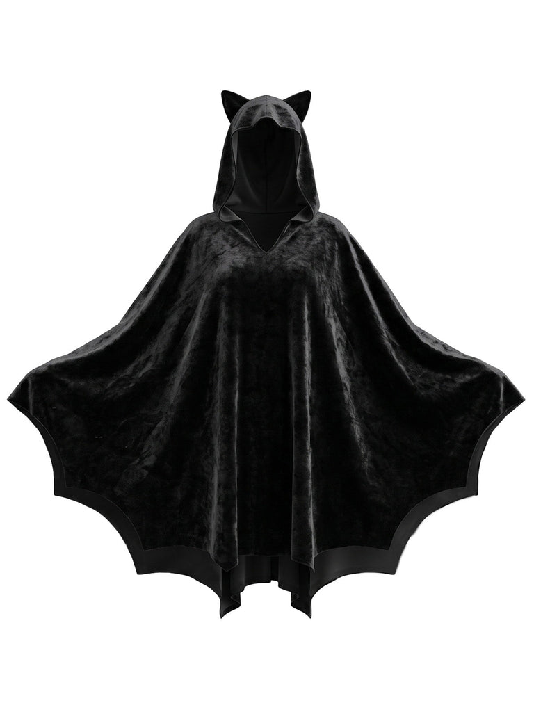Sweat Noir à Capuche avec Oreilles de Chat pour Déguisement Halloween Années 1980 - 1