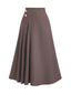 Jupe plissée boutonnée taille haute marron années 1980