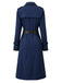 Trench bleu foncé à double boutonnage, ceinture et détails contrastants années 1950 - 3