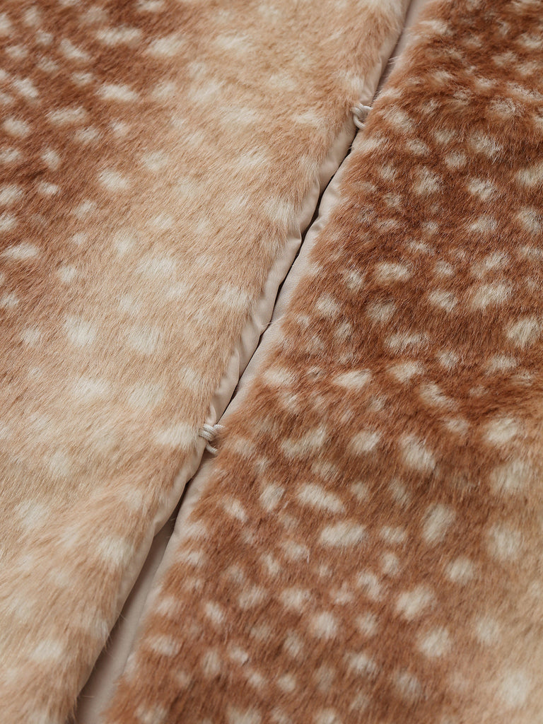 Veste courte marron en fausse fourrure à imprimé cerfs Années 1950 - 4