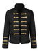 Veste militaire noire à col montant, boutons et galon doré années 1960 - 2