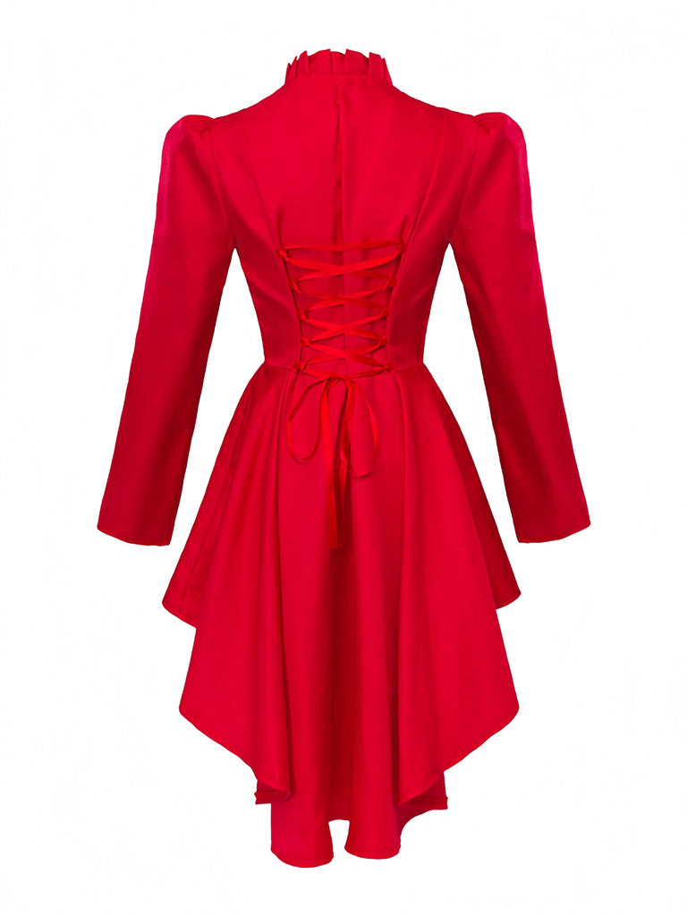 Veste queue-de-pie à col montant, volants et laçage corset au dos années 1970 - 3