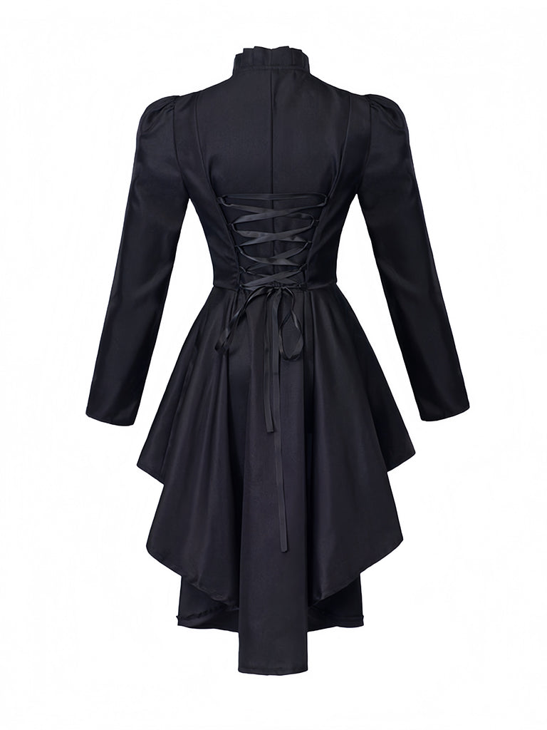 Veste queue-de-pie à col montant, volants et laçage corset au dos années 1970 - 6
