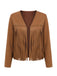 Veste western marron en suédine à clous et franges années 1970 - 1