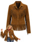 [Prévente] Veste western marron en suédine à étoiles et franges années 1970