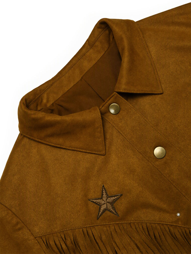 [Prévente] Veste western marron en suédine à étoiles et franges années 1970 - 5