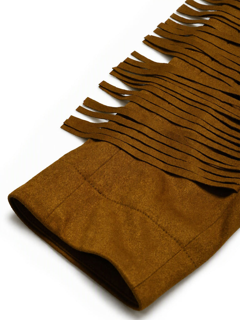 [Prévente] Veste western marron en suédine à étoiles et franges années 1970 - 7