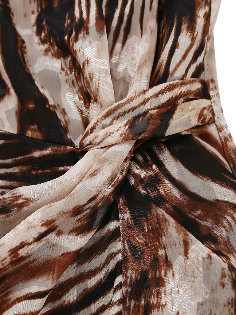 Detailed shot of the decorative knot and gathered fabric detail at the waist for a flattering fit.