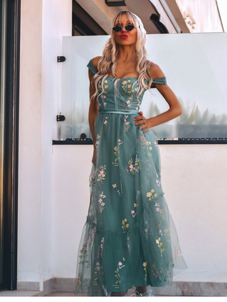 Robe en maille florale à lacets et baleines des années 1930