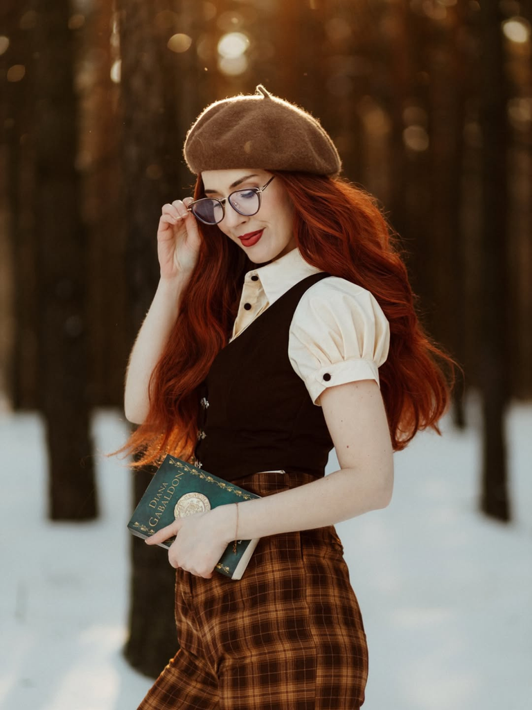 Combinaison faux 3 pièces à carreaux marron des années 1930 avec nœud