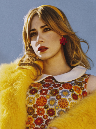 Robe orange col claudine marguerite des années 1960