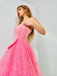 Robe trapèze en maille pailletée rose WICKED des années 1950
