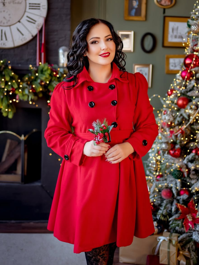 Manteau slim à revers couleur unie des années 1950